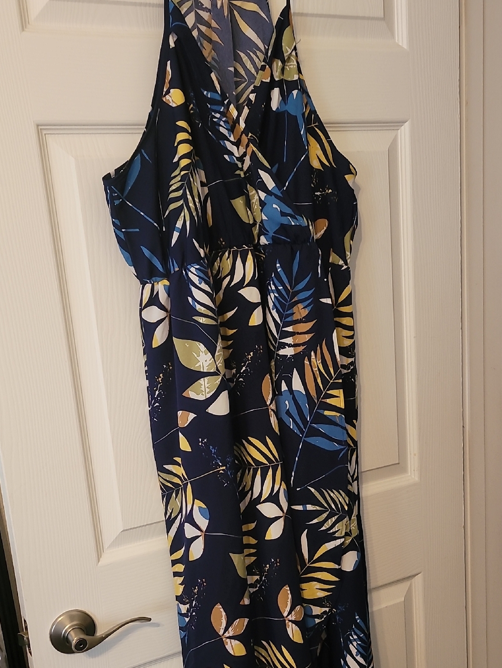 Navy Tropical Print Maxi Dress